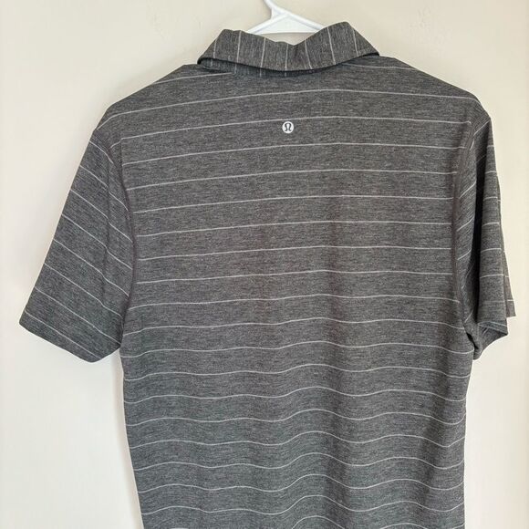 Lululemon Men’s Evolution gray heathered stripped golf polo size medium - EUC! - Picture 11 of 12